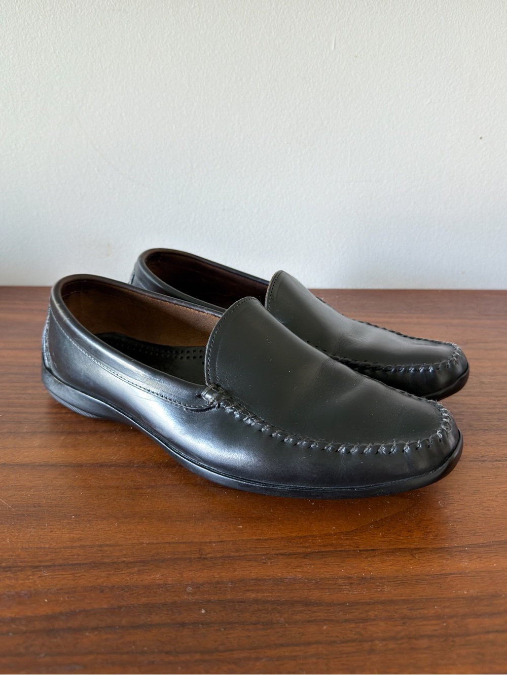 Allen Edmonds El Paso Men’s 9.5 D Black Leather Slip On Loafers Moc Toe Shoes